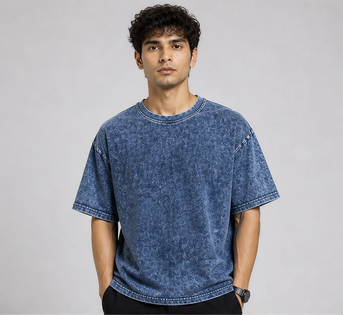 Blue Acid Wash Oversized T-shirt