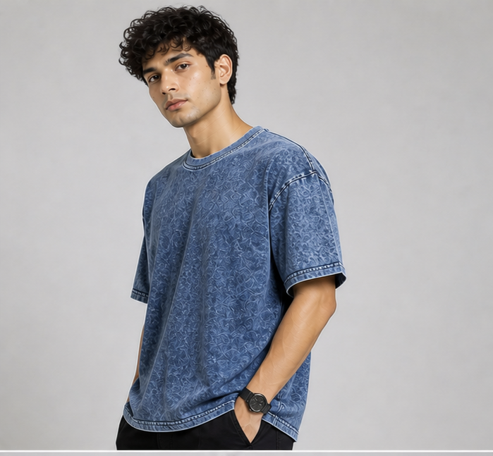 Blue Acid Wash Oversized T-shirt - Image 2