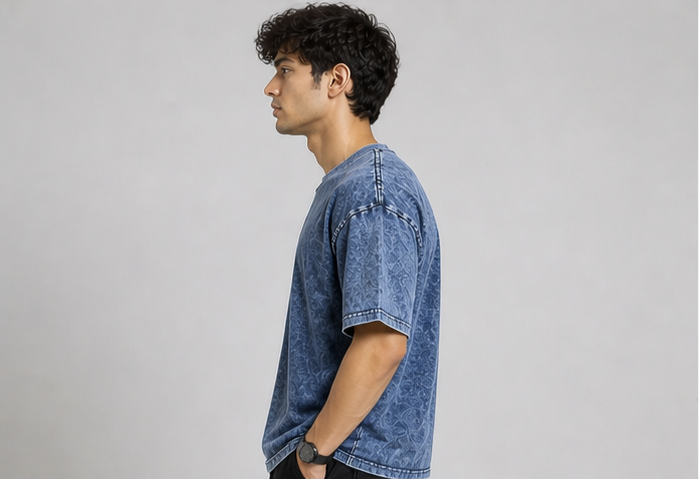 Blue Acid Wash Oversized T-shirt - Image 3